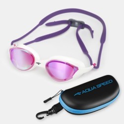 Swimming goggles Aqua Speed Vortex Mirror + Case 59 - purple