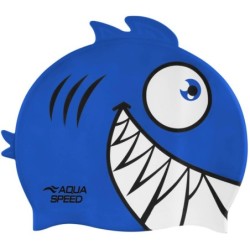 Swim cap for children with 3D element Aqua Speed Zoo Pirana - blue