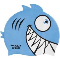 Swim cap for children Owith 3D element Aqua Speed Zoo Pirana 02 - blue