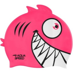 Children's swimming cap with 3D element Aqua Speed Zoo Pirana 03 - pink