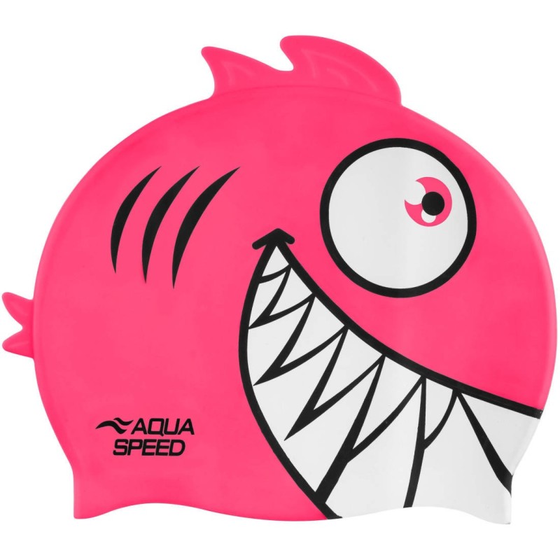 Children's swimming cap with 3D element Aqua Speed Zoo Pirana 03 - pink