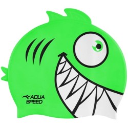 Children's swimming cap with 3D element Aqua Speed Zoo Pirana - green