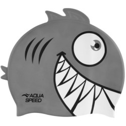 Children's swimming cap with 3D element Aqua Speed Zoo Pirana - grey