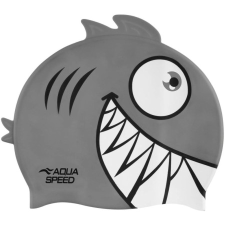 Children's swimming cap with 3D element Aqua Speed Zoo Pirana - grey